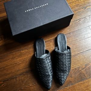Freda Salvador Holly Woven Black Mules